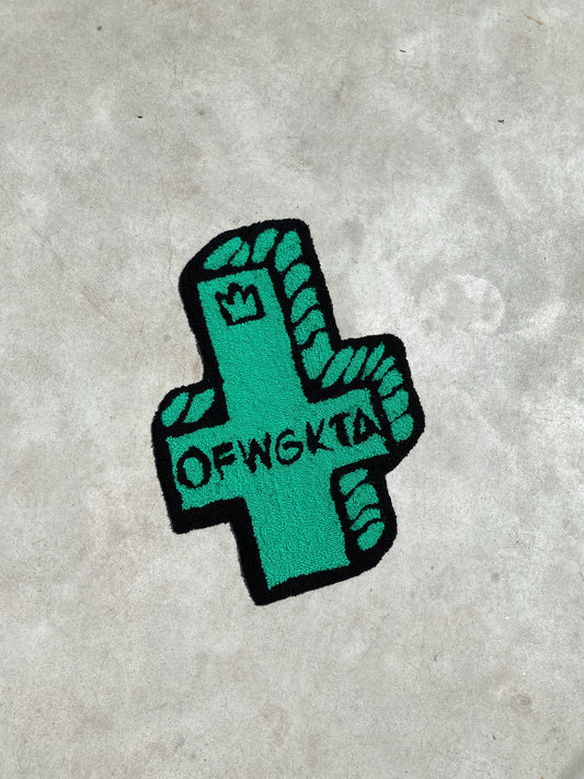 Logo Rug Handcrafted Ready to Ship, Hypoallergenic, Cross Design, Anti-Slip Backing