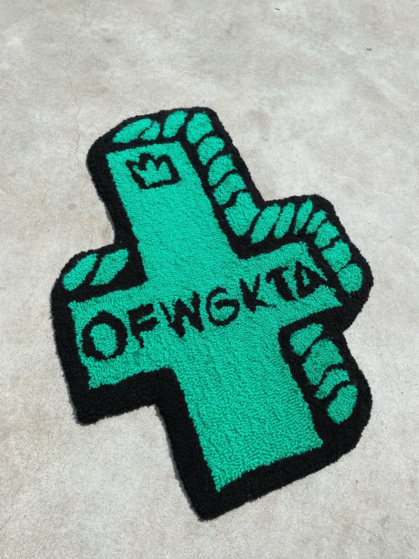 Logo Rug Handcrafted Ready to Ship, Hypoallergenic, Cross Design, Anti-Slip Backing