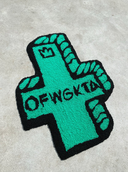 Logo Rug Handcrafted Ready to Ship, Hypoallergenic, Cross Design, Anti-Slip Backing