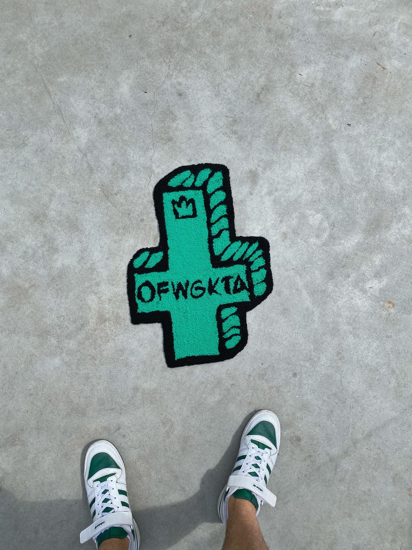 Logo Rug Handcrafted Ready to Ship, Hypoallergenic, Cross Design, Anti-Slip Backing