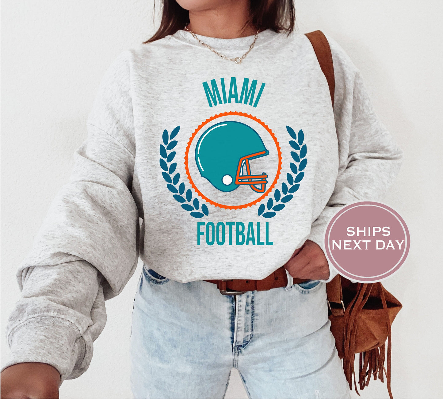 Miami Football Sweatshirt, Vintage Miami Crewneck, Retro Miami Sweatshirt, Miami Varsity Sweatshirt, Miami Long Sleeve