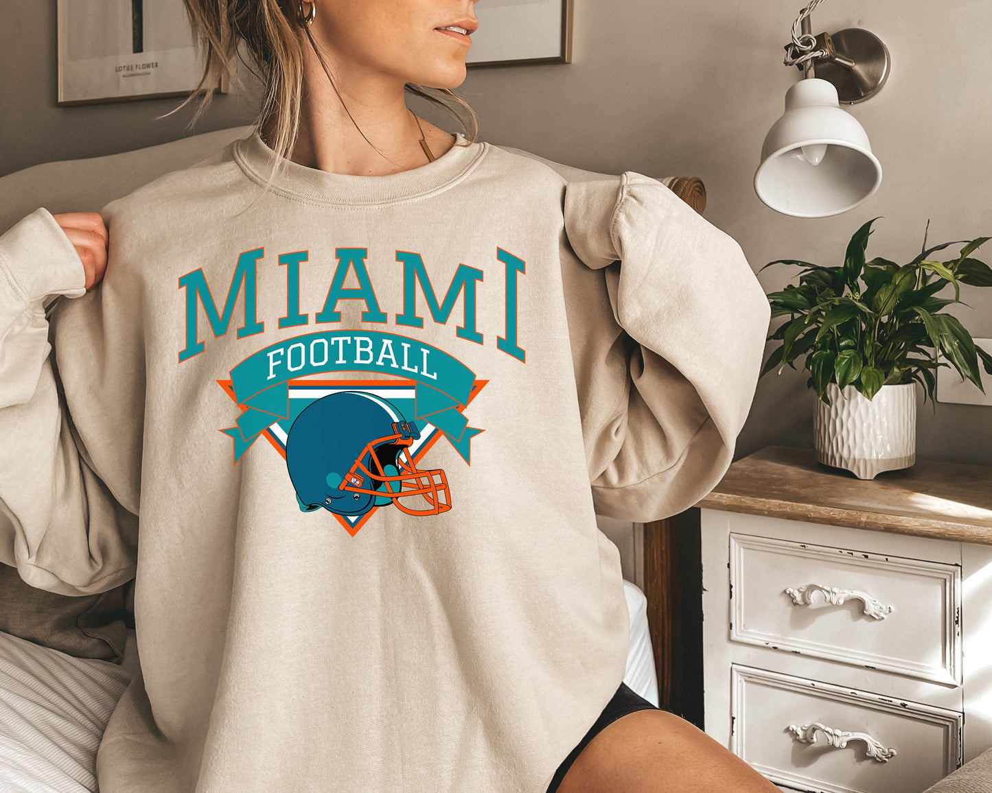 Miami Football Sweatshirt, Vintage Miami Crewneck, Retro Miami Sweatshirt, Miami Varsity Sweatshirt, Miami Long Sleeve