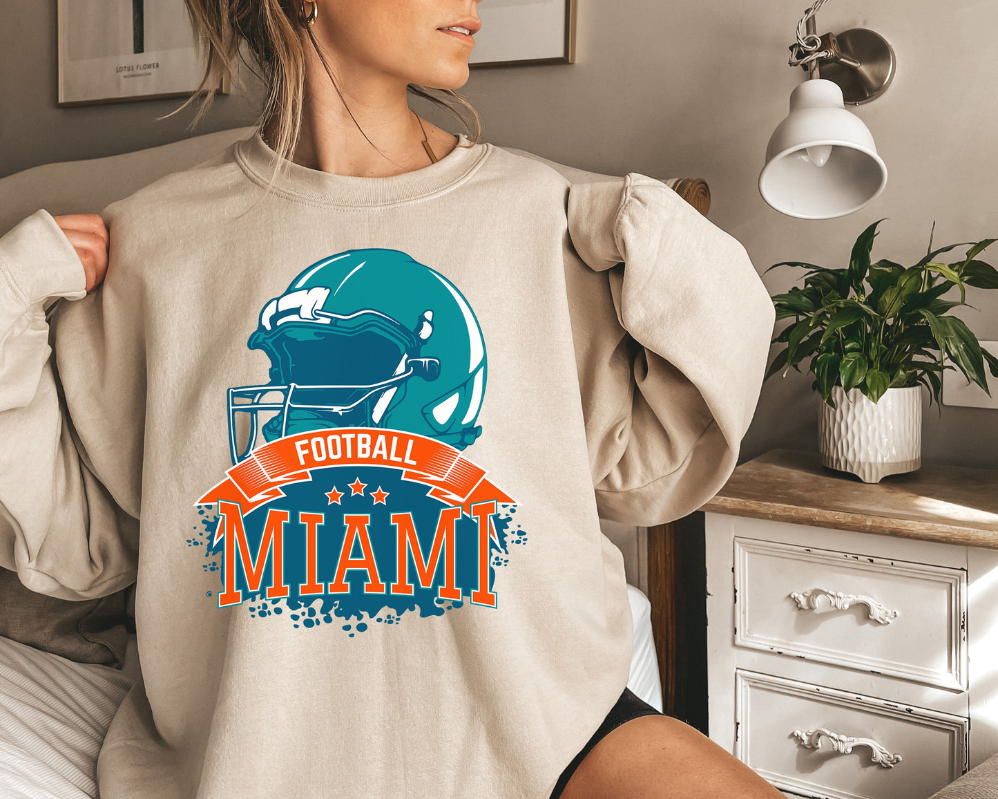 Miami Football Sweatshirt, Vintage Miami Crewneck, Retro Miami Sweatshirt, Miami Varsity Sweatshirt, Miami Long Sleeve