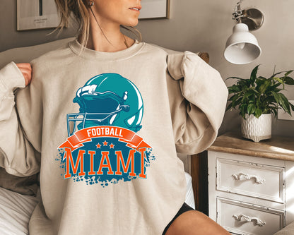 Miami Football Sweatshirt, Vintage Miami Crewneck, Retro Miami Sweatshirt, Miami Varsity Sweatshirt, Miami Long Sleeve