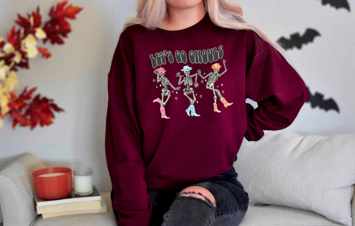 Lets go ghouls Sweatshirt, Halloween Hoodie, Retro Fall Shirt, Fall Sweatshirt, Ghost Hoodie, Halloween Gift