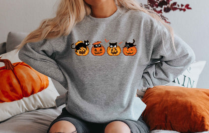 Halloween Sweatshirt,Cat Sweatshirt,Ghost Shirt,Halloween Sweater,Cool Halloween Cat Shirt,Cat Lover Tshirt, Black Cat Shirt,Spooky Season