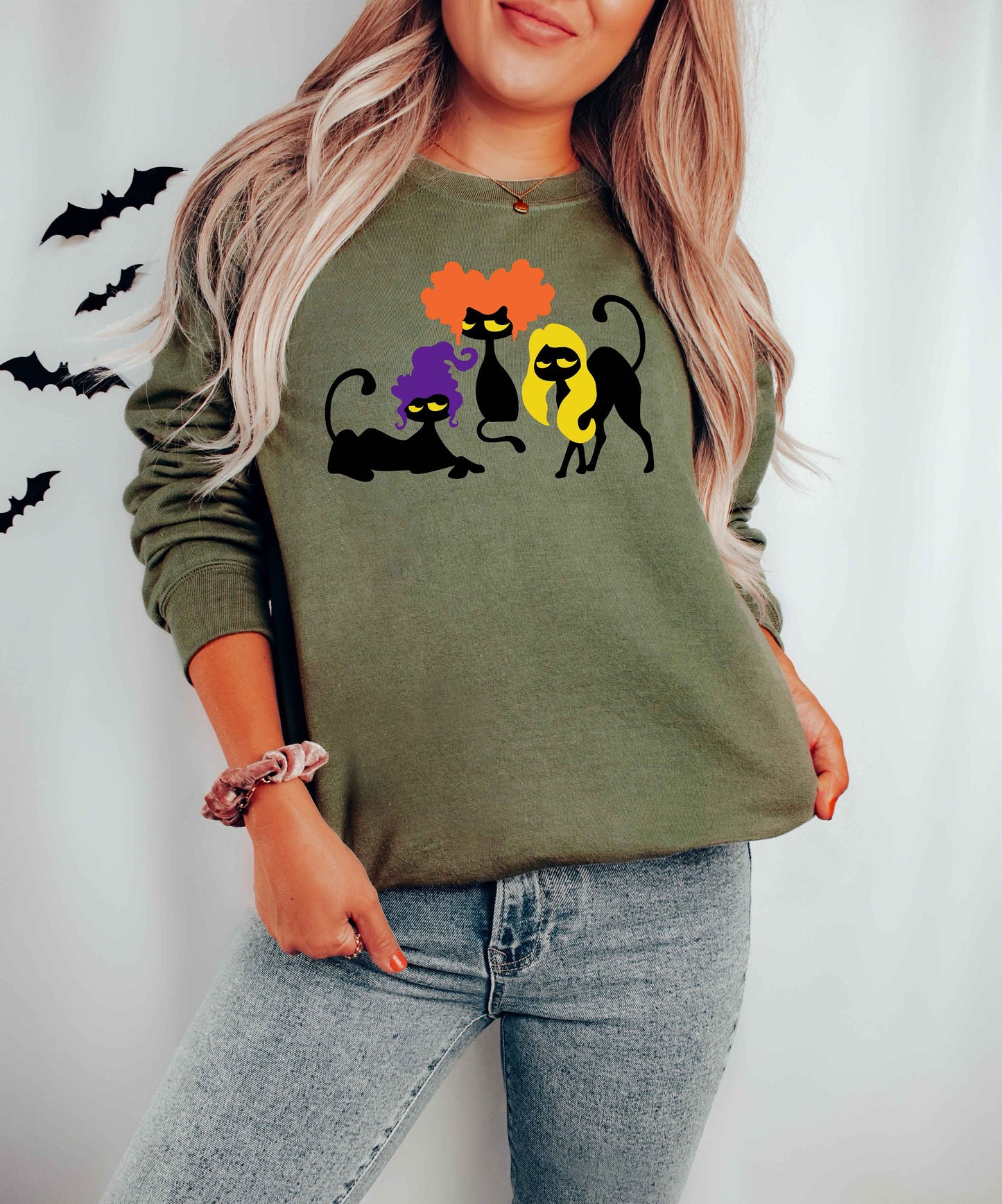 Halloween Sweatshirt,Cat Sweatshirt,Ghost Shirt,Halloween Sweater,Cool Halloween Cat Shirt,Cat Lover Tshirt,Black Cat Shirt,2023 Spooky Seas