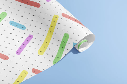 Personalised Birthday Gift Wrap, Wrapping Paper, Word search, Your Name, Customised, Wedding, Party, Paper, Your Age, Eco, Recyclable, Ink