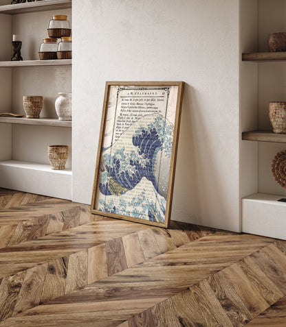 The Great Wave by Katsushika Hokusai Poster Print on vintage page of a book,  Japanese Art,  Vintage Poster, Katsushika Hokusai wall art