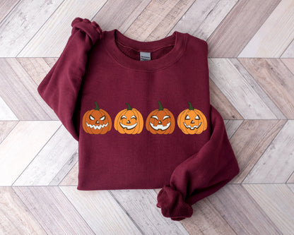 Pumpkin Sweatshirt, Pumpkin Sweater,Halloween gift for Woman, Halloween Crewneck Sweatshirt, Halloween Sweater, Spooky Season, Fall Shirts