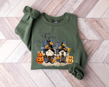 Gnome Sweatshirt, Halloween Gnome Sweater, Halloween Sweatshirt, Halloween Sweater, Spooky Sweatshirt, Halloween Gift, Pumpkin Sweatshirt