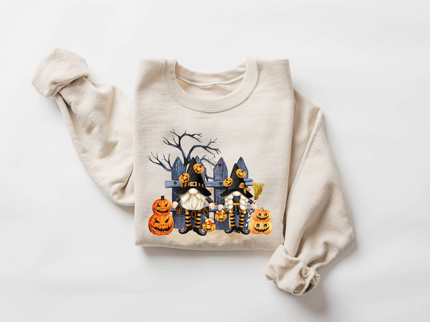 Gnome Sweatshirt, Halloween Gnome Sweater, Halloween Sweatshirt, Halloween Sweater, Spooky Sweatshirt, Halloween Gift, Pumpkin Sweatshirt