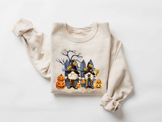 Gnome Sweatshirt, Halloween Gnome Sweater, Halloween Sweatshirt, Halloween Sweater, Spooky Sweatshirt, Halloween Gift, Pumpkin Sweatshirt
