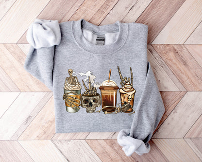 Halloween Horror Coffee Sweatshirt, Horror Movie Coffee Halloween Hoodie, Halloween Sweatshirt, Spooky Season Sweater,Happy Halloween Hoodie