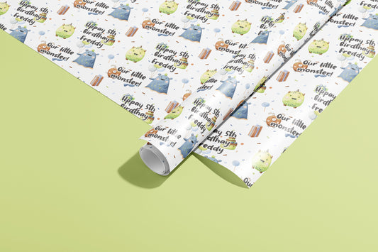 Personalised Wrapping Paper, Birthday, Names, Gift Wrap, Monsters, Green, Customised, Jungle, Party, Baby, Children, Gifts, Presents, Ages