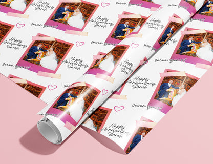 Personalised Anniversary Wrapping Paper, Birthday, Gift Wrap, Photos, Your Name, Customised, Wedding, Party, Paper, Your Age, Recycle, Eco