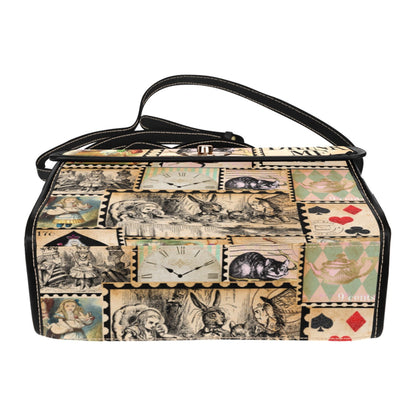 Vintage Stamp Alice in Wonderland Waterproof Canvas Purse. Womans Crossbody/Shoulder bag. Gift for Her