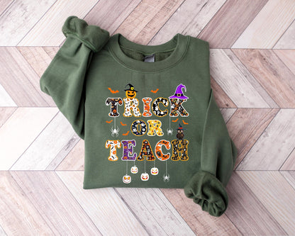 Halloween Teacher T-Shirt, Trick Or Teach Shirt, Spooky Teacher Gift, Funny Halloween Tee, Fall Teacher Shirt, Teacher Appreciation Gift