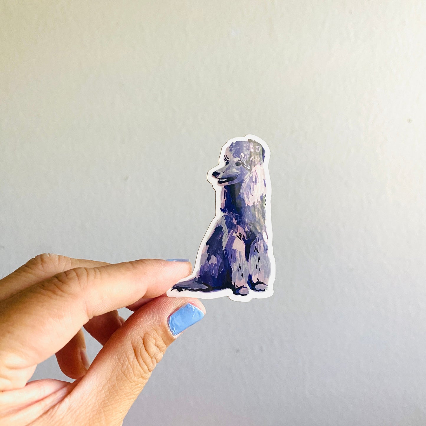 Purple Poodle | Vinyl Sticker Decal | Waterproof  Weatherproof | Pastel Dog Portraits