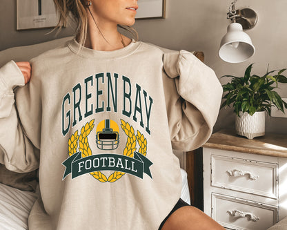 Green Bay Football Sweatshirt, Vintage Green Bay Crewneck, Retro Green Bay Sweatshirt, Green Bay Varsity Sweatshirt, Green Bay Long Sleeve
