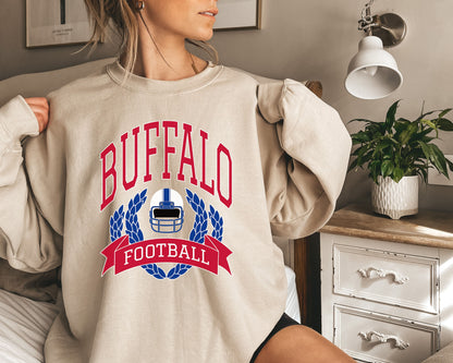 Buffalo Football Sweatshirt, Vintage Buffalo Crewneck, Retro Buffalo Sweatshirt, Buffalo Varsity Sweatshirt, Buffalo Long Sleeve