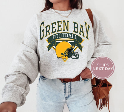 Green Bay Football Sweatshirt, Vintage Green Bay Crewneck, Retro Green Bay Sweatshirt, Green Bay Varsity Sweatshirt, Green Bay Long Sleeve