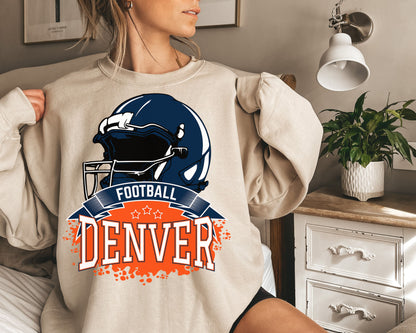 Denver Football Sweatshirt, Vintage Denver Crewneck, Retro Denver Sweatshirt, Denver Varsity Sweatshirt, Denver Long Sleeve