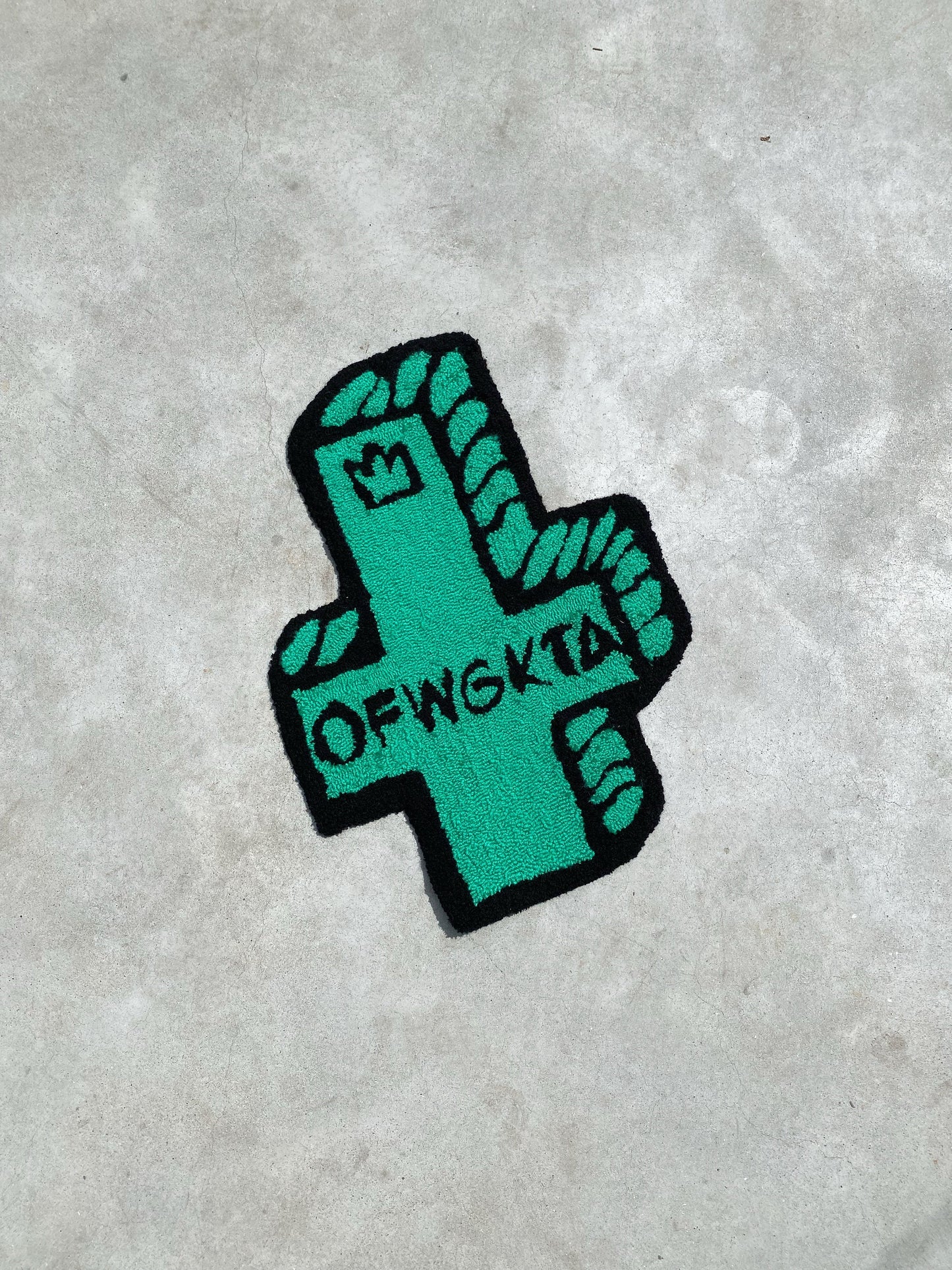 Logo Rug Handcrafted Ready to Ship, Hypoallergenic, Cross Design, Anti-Slip Backing