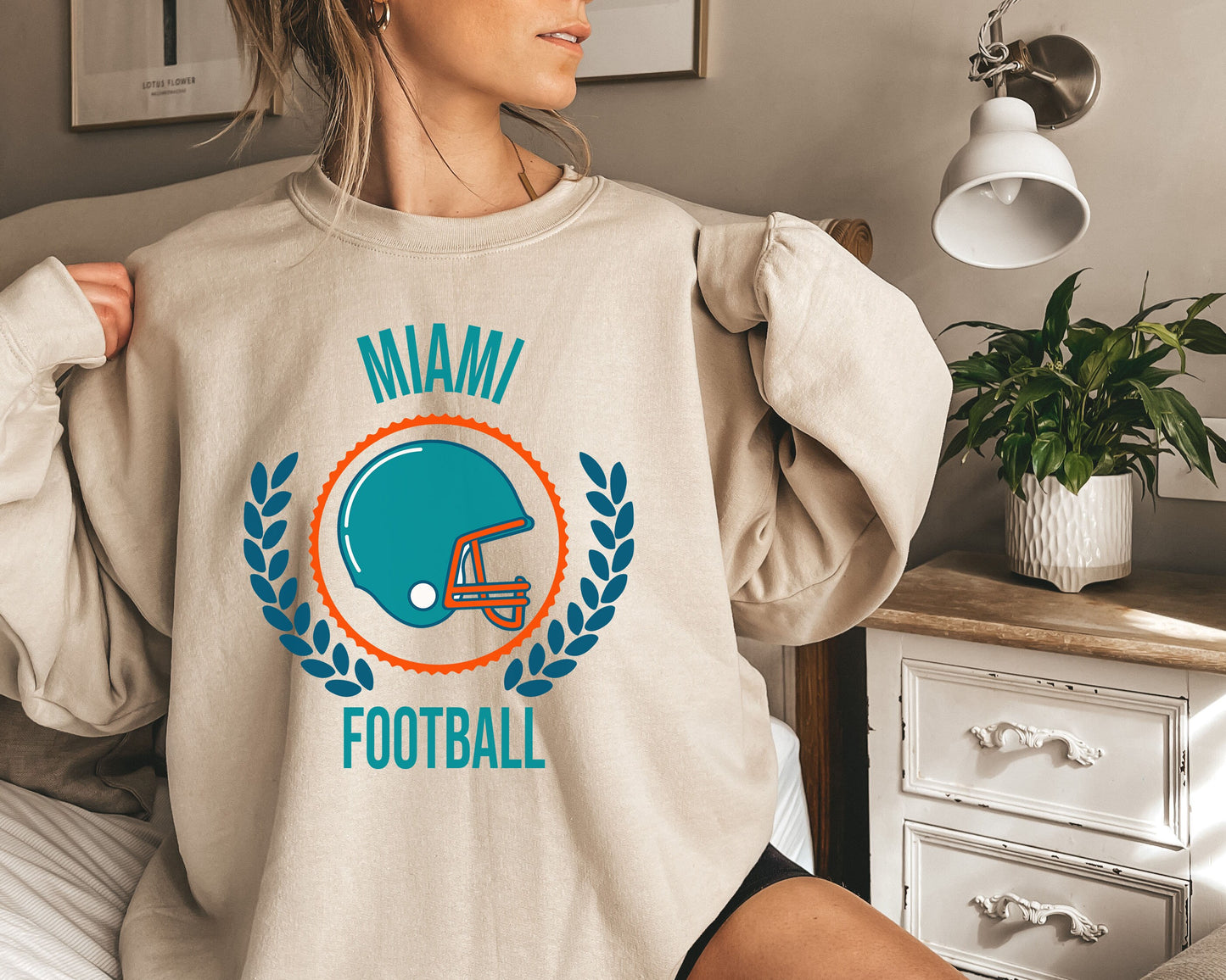 Miami Football Sweatshirt, Vintage Miami Crewneck, Retro Miami Sweatshirt, Miami Varsity Sweatshirt, Miami Long Sleeve