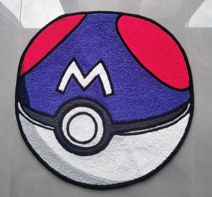 Poké Ball Rug,Great Ball Master Ball Knitting Handmade Non-slip Area Rug Home Decor