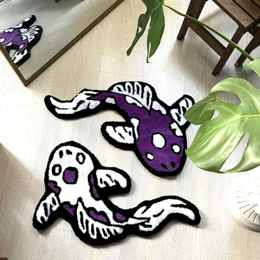 Koi Yin Yang Fish Rug | Custom Asian Tufted Rug | Fluffy & Soft Tufting