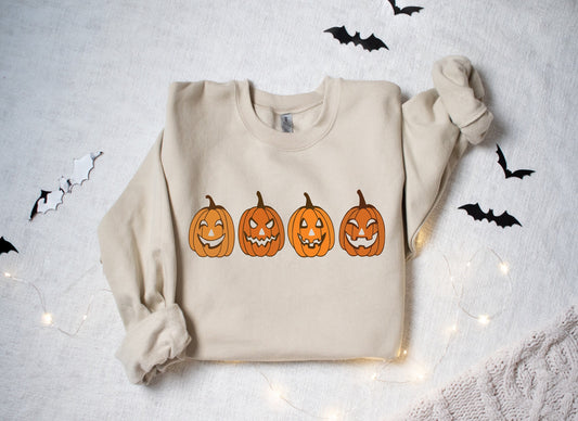 Pumpkin Sweatshirt, Pumpkin Sweater, Jack-o-Lantern Sweatshirt, Spooky Season, Fall Shirts, Halloween Crewneck Sweatshirt, Halloween Sweater