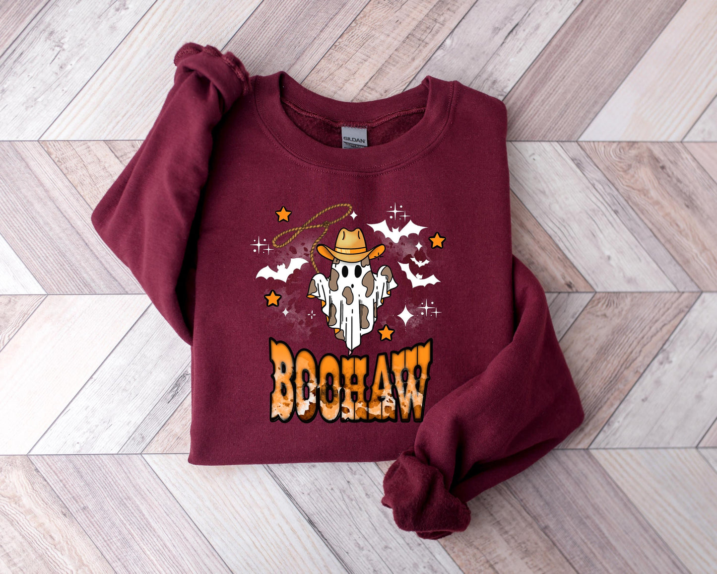Cute Ghost Halloween Sweatshirt, Boo Haw Western Halloween Shirt, Retro Halloween Shirt, Country Cowgirl Halloween Shirt, Cowboy Ghost Shirt