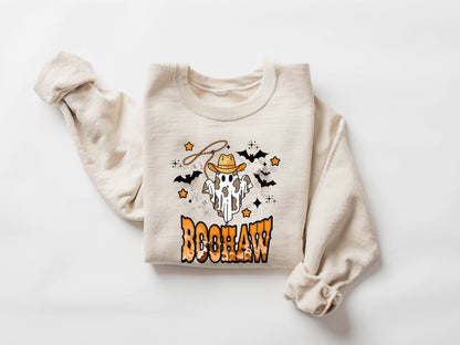 Cute Ghost Halloween Sweatshirt, Boo Haw Western Halloween Shirt, Retro Halloween Shirt, Country Cowgirl Halloween Shirt, Cowboy Ghost Shirt