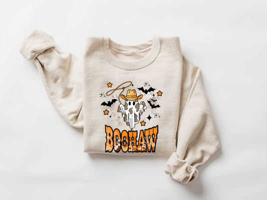 Cute Ghost Halloween Sweatshirt, Boo Haw Western Halloween Shirt, Retro Halloween Shirt, Country Cowgirl Halloween Shirt, Cowboy Ghost Shirt