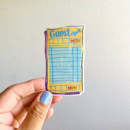 Guest Check Icon | Vinyl Sticker Decal | Waterproof  Weatherproof | Vintage Inspired Illustrated Stickers