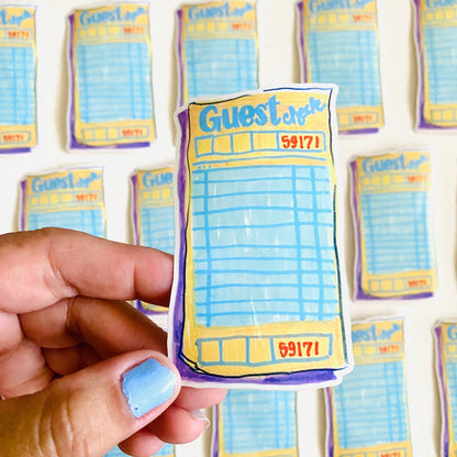 Guest Check Icon | Vinyl Sticker Decal | Waterproof  Weatherproof | Vintage Inspired Illustrated Stickers