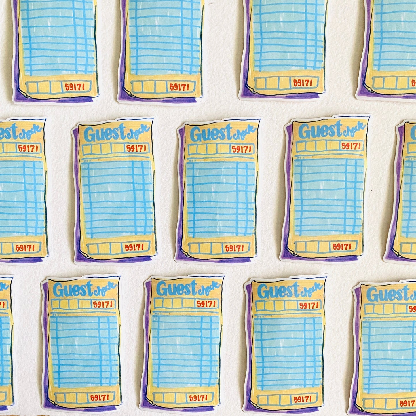 Guest Check Icon | Vinyl Sticker Decal | Waterproof  Weatherproof | Vintage Inspired Illustrated Stickers