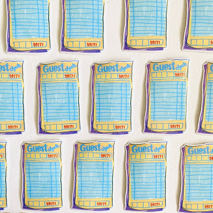 Guest Check Icon | Vinyl Sticker Decal | Waterproof  Weatherproof | Vintage Inspired Illustrated Stickers