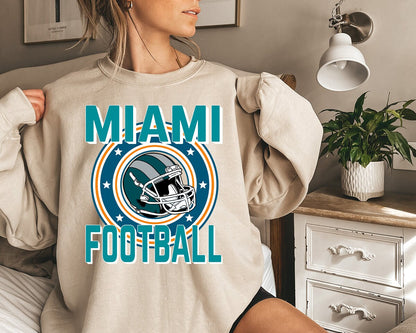 Miami Football Sweatshirt, Vintage Miami Crewneck, Retro Miami Sweatshirt, Miami Varsity Sweatshirt, Miami Long Sleeve