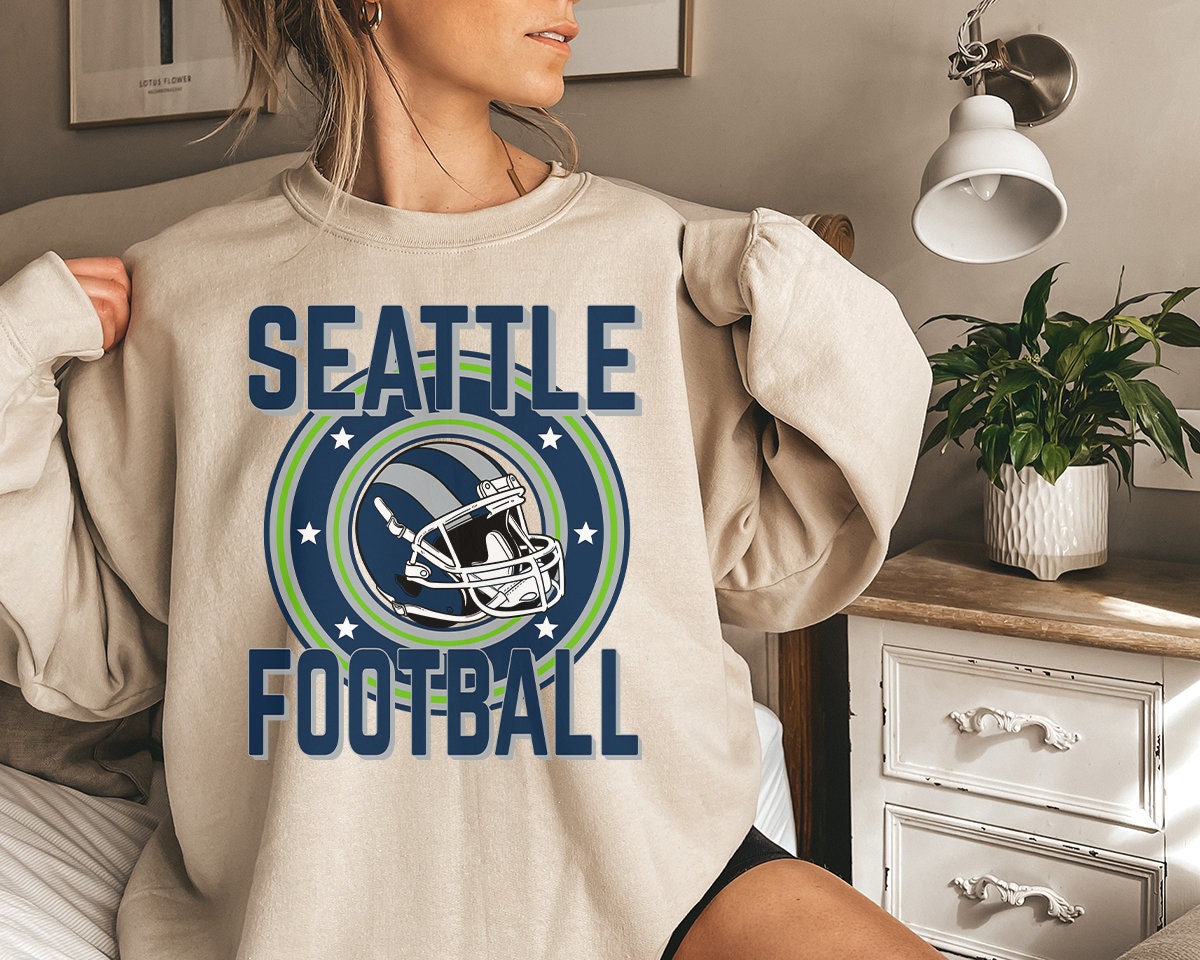Seattle Football Sweatshirt, Vintage Seattle Crewneck, Retro Seattle Sweatshirt, Seattle Varsity Sweatshirt, Seattle Long Sleeve