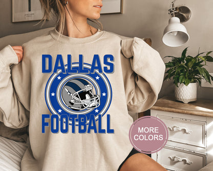 Dallas Football Sweatshirt, Vintage Dallas Crewneck, Retro Dallas Sweatshirt, Dallas Varsity Sweatshirt, Dallas Long Sleeve