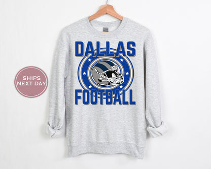Dallas Football Sweatshirt, Vintage Dallas Crewneck, Retro Dallas Sweatshirt, Dallas Varsity Sweatshirt, Dallas Long Sleeve