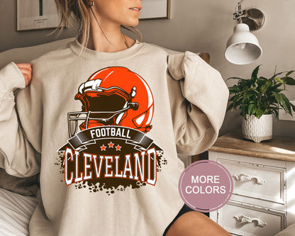 Cleveland Football Sweatshirt, Vintage Cleveland Crewneck, Retro Cleveland Sweatshirt, Cleveland Varsity Sweatshirt, Cleveland Long Sleeve