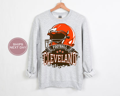 Cleveland Football Sweatshirt, Vintage Cleveland Crewneck, Retro Cleveland Sweatshirt, Cleveland Varsity Sweatshirt, Cleveland Long Sleeve