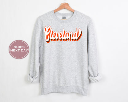 Cleveland Football Sweatshirt, Vintage Cleveland Crewneck, Retro Cleveland Sweatshirt, Cleveland Varsity Sweatshirt, Cleveland Long Sleeve