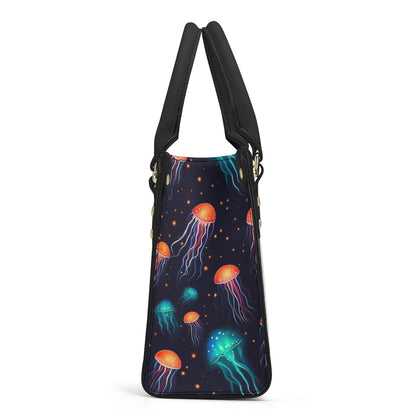 Witchy Neon blue Whimsical Jellyfish Vegan Leather bag, crossed body purse, vegan leather strap hand bag goth bag, cute hippies boho gift