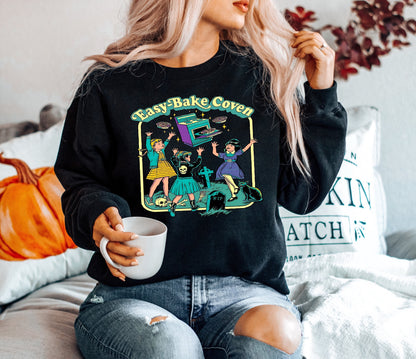 Easy Bake Coven 90s Horror Movie Fan Sweatshirt,  Halloween Hoodie, Scary Halloween Crewneck, Witchy Vibes Hoodie, Spooky Season Gift
