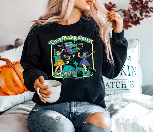 Easy Bake Coven 90s Horror Movie Fan Sweatshirt,  Halloween Hoodie, Scary Halloween Crewneck, Witchy Vibes Hoodie, Spooky Season Gift