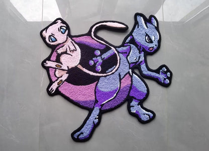 Mewtwo Rug,Mew Knitting Handmade Non-slip Area Rug Home Decor